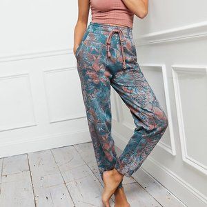 Anthropologie Blue and Pink Floral Joggers